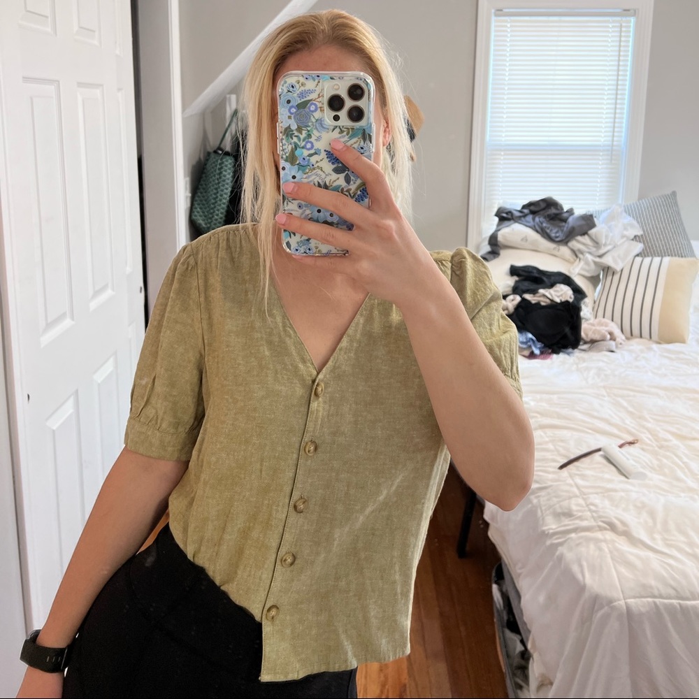 Madewell Green Button Down Blouse